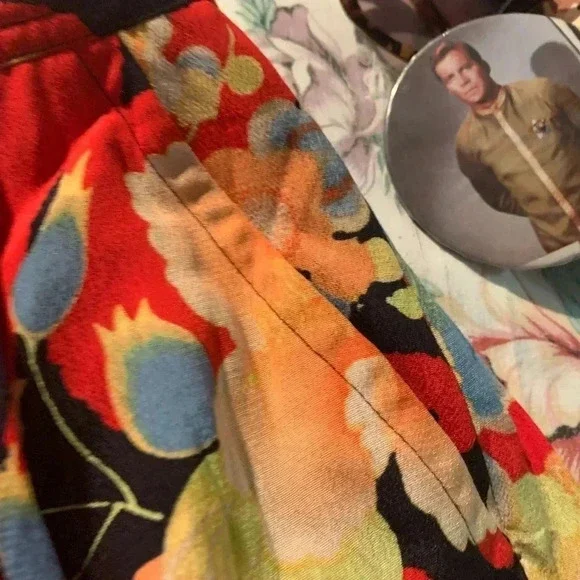 🌟HP NWT Loft Women’s Flower Pattern Skirt Size Medium Petite Buttons and Pockets - Picture 7 of 12